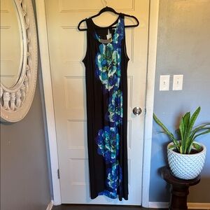 Catherines Black and Blue Floral Maxi Dress